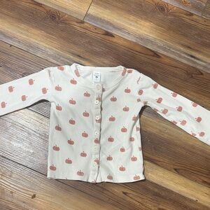 Kate Quinn Cream and Orange Pumpkin Button Down Shirt